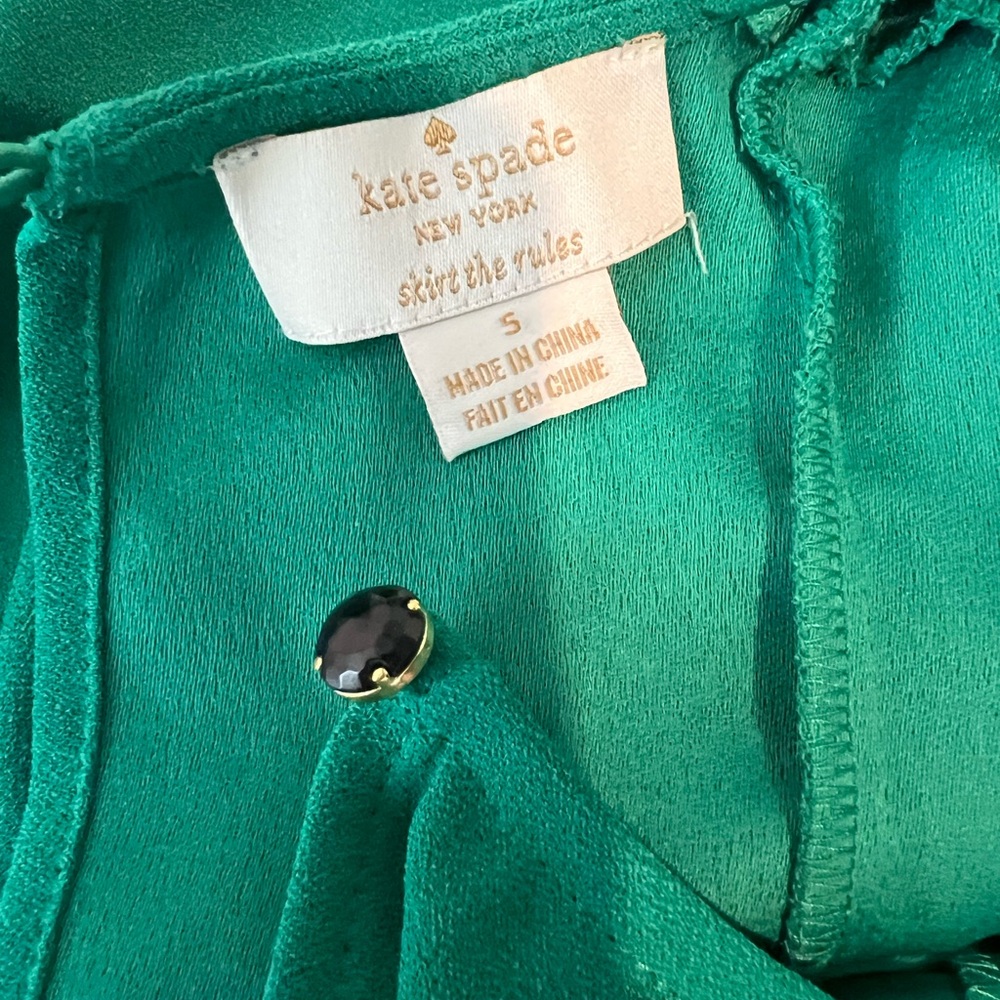 kate spade Girls Emerald Green Ruffle-Front Camisole Dress - Picture 3 of 3